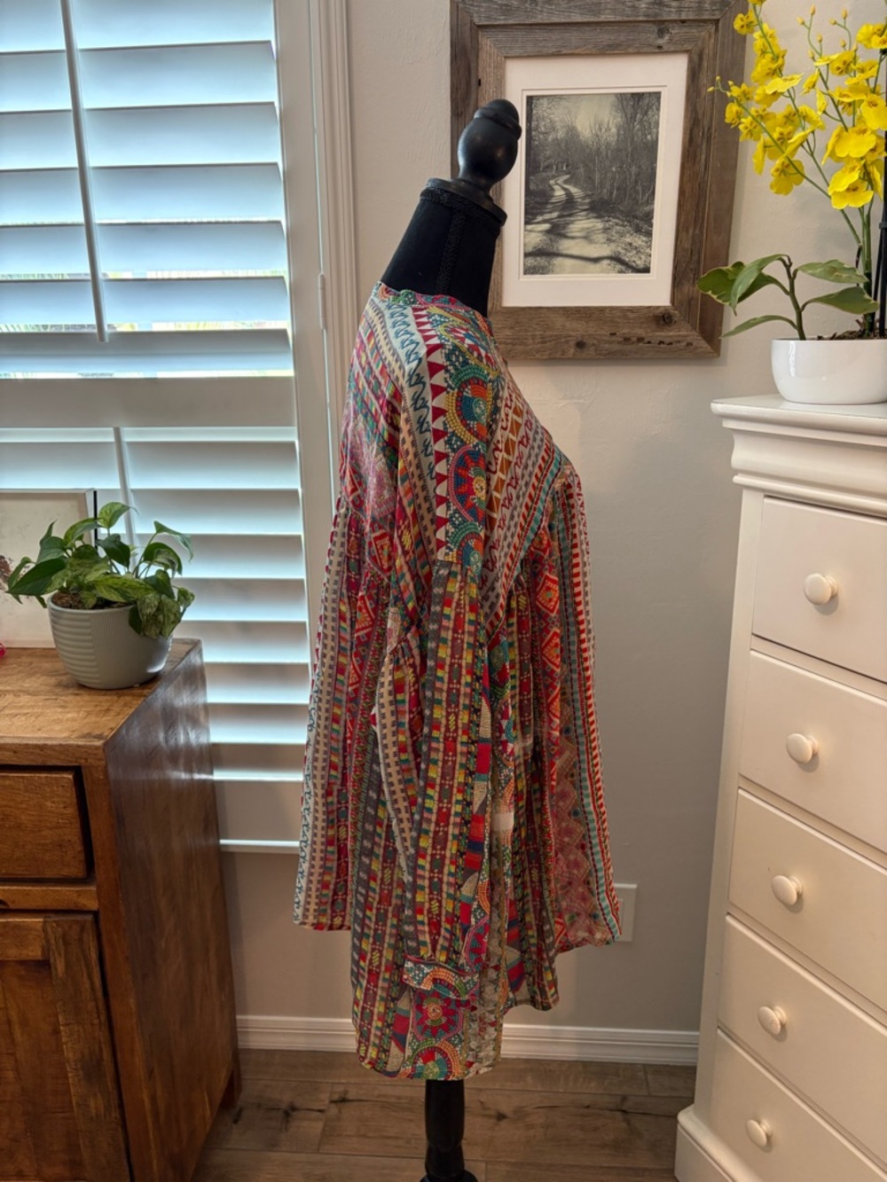 Johnny Was Multicolor Printed Boho Tunic Top - Picture 2 of 12